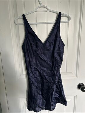 La SENZA Navy Blue Satin Chemise Slip
